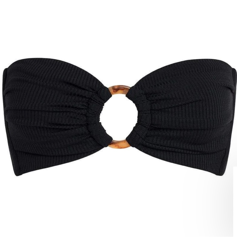 Montce Swim black rib Tori bandeau bikini top M